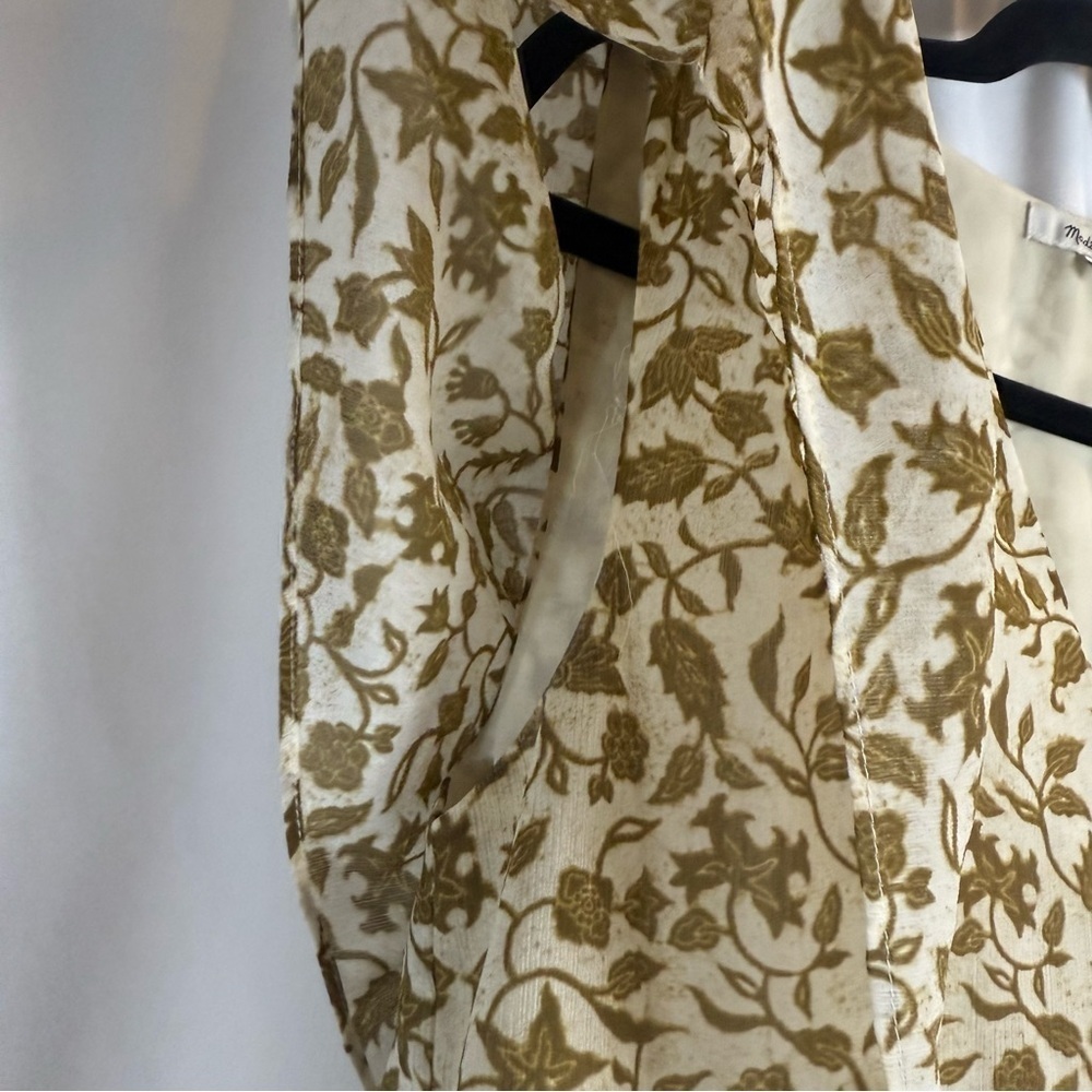 Madewell Floral V-Neck Blouse in Brown and Cream Size:S - Picture 10 of 17